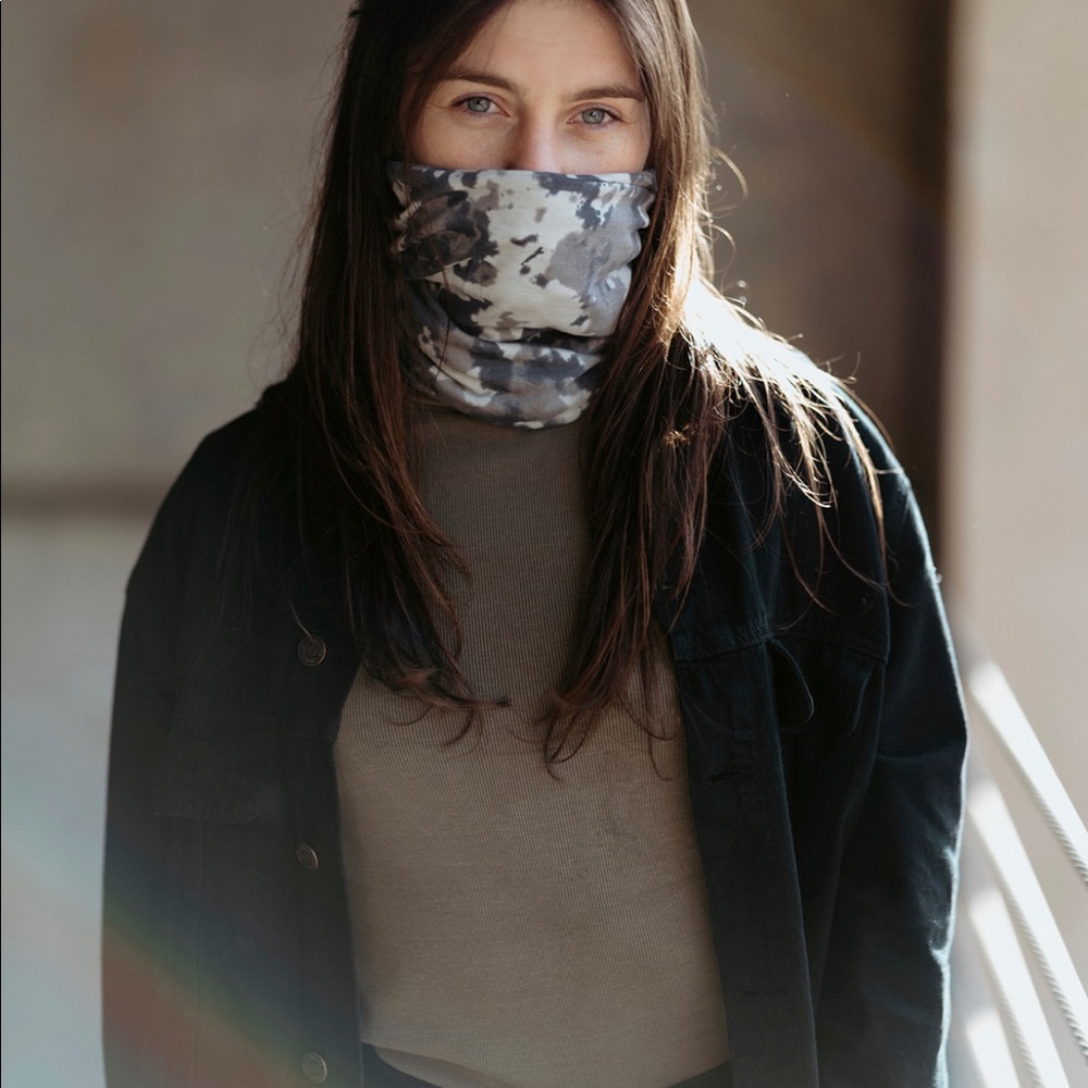BANDEAU HEAD BAND Wide Multi Gray Camo beanie face mask - Picture 3 of 4